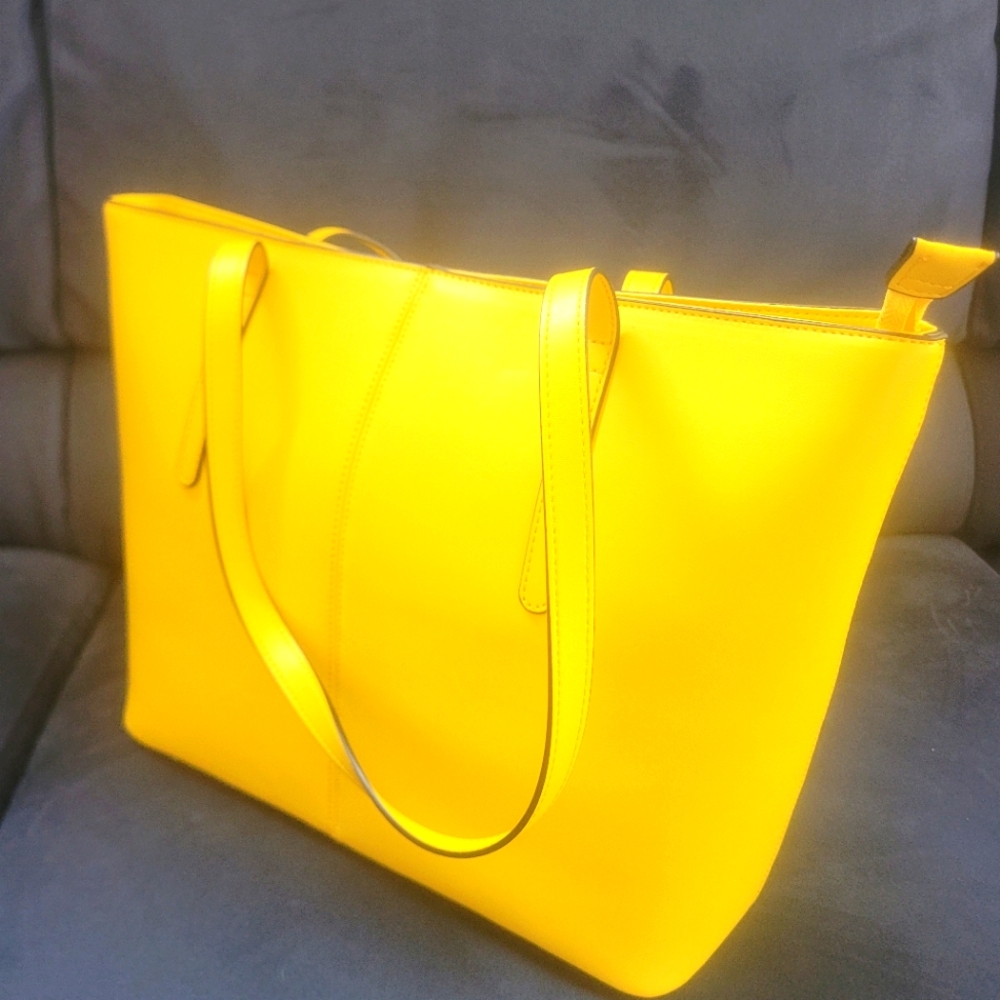 Medium Yellow Genuine Bostanten Leather Tote Bag